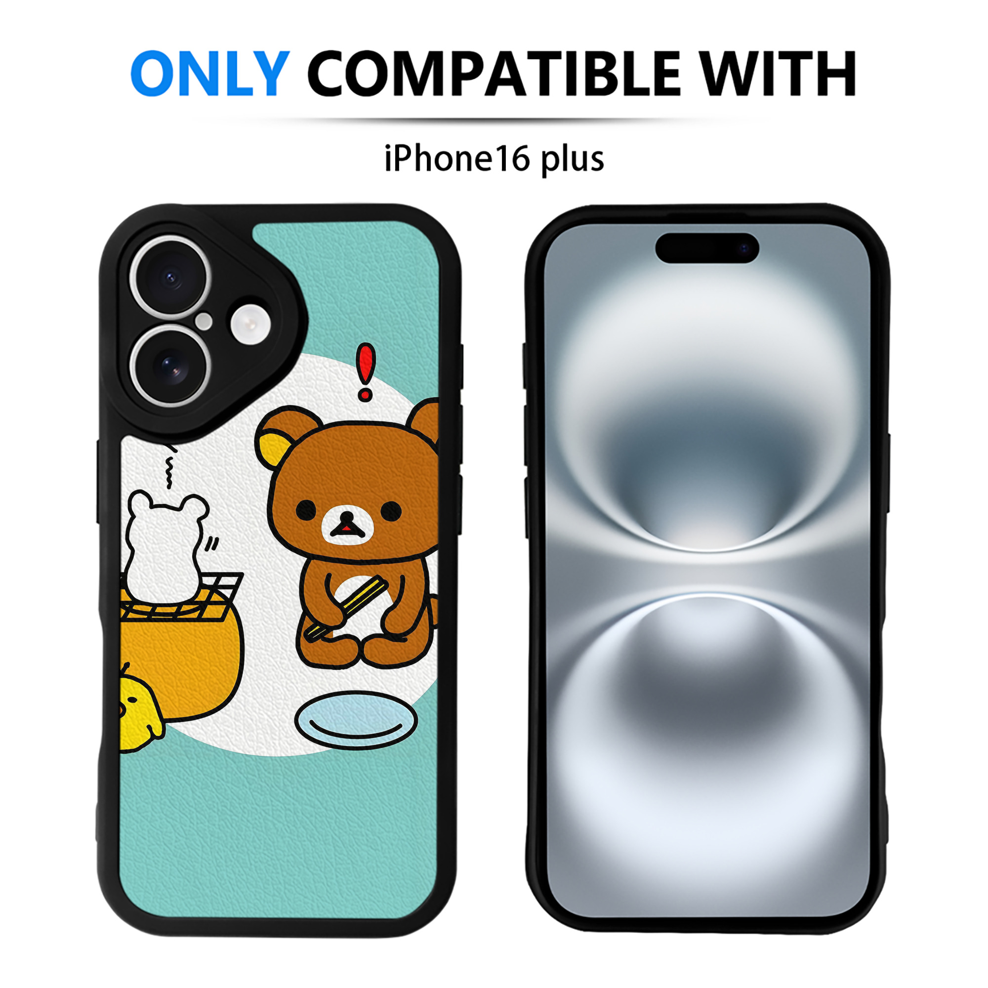 （画像用） リラックマ リラックマ キイロイトリ Rilakkuma Korilakkuma Kiiroitori 【iPhone 16シリーズ対応】シリコンスマホケース（レザー調） 材質：シリコン